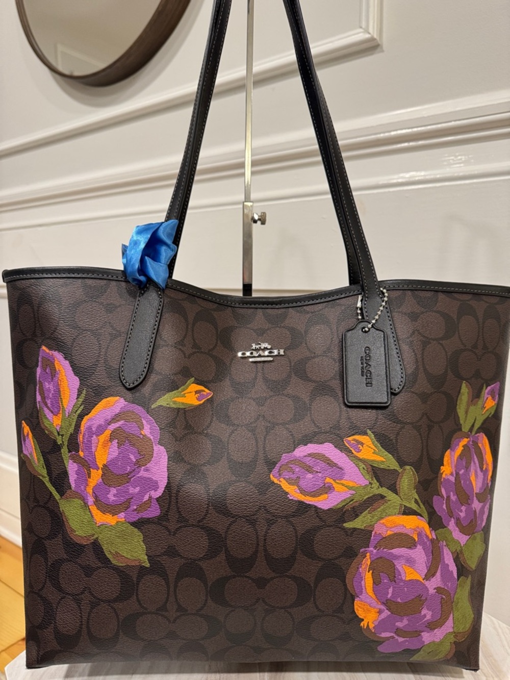 Coach Bag City Tote in Signature Brown with Floral Print - Picture 5 of 17